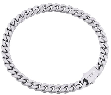 VEXXS Armband Herren 5/7mm,Kubanische Armbänder Aus 18 Karat/Weißgold Vergoldet Edelstahl Armkette Herren, Panzerarmband für Männer,Schmuck Geschenk