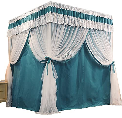 Bett Baldachin Bett Moskitonetz, Schattierung und staubdichtes 4 -Eckbett -Baldachin, Stahlhalterung aus Edelstahl (Farbe: Grün, Größe: 180x220x200 cm)