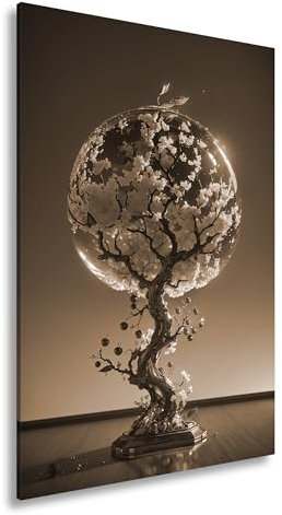 deyoli Leinwandbild Ein Kirschbaum gefangen in gläserner Poesie. Format:70x50cm Effekt: Sepia XXL Kunstdruck Bild auf Keilrahmen/Wandbild/Wohnzimmer Dekoration