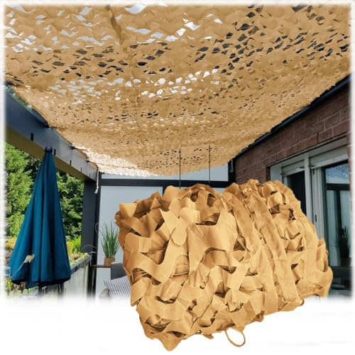 Filet de Camouflage Beige, 3x4m Toile Ombrage Exterieur, Auvent De Terrasse, Filet de Camouflage pour pergola, Protection Solaire, Jardin Décoration