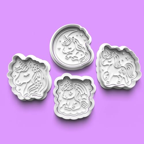 Juego de cortadores de galletas de unicornio, formas mágicas de unicornio para galletas, fondant, pastelería y horneado, arcoíris, fiesta, niños, golosinas de cumpleaños