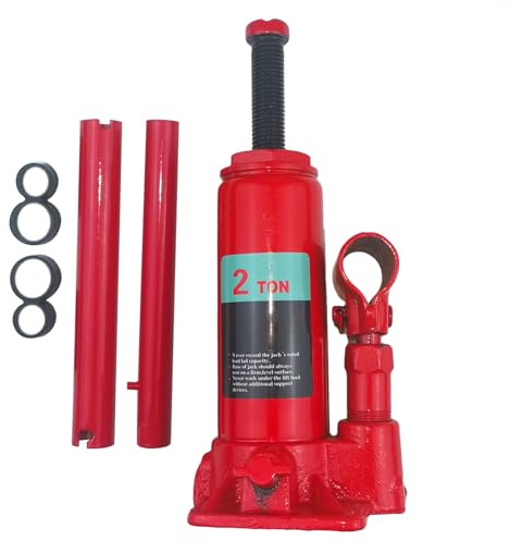 Hydraulischer Flaschenheber 2 Tonnen, robuster Wagenheber aus Stahl, rot, 4409,2 Pfund Kapazität für die Reparatur von Limousinen, LKWs, SUVs und die Autowartung