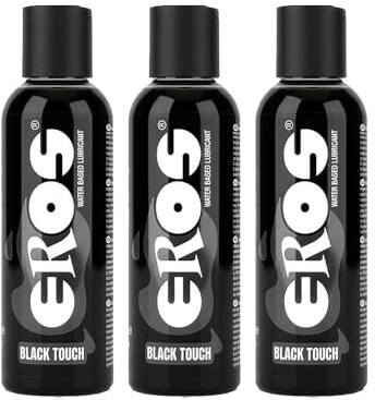EROS Black Touch Gleitgel Schwarz 3 x 150 ml – Wasserbasiertes Premium Gleitmittel mit langanhaltender Gleitfähigkeit – Samtig weich, intensiv & sinnlich – Erotik Gleitgel für Paare