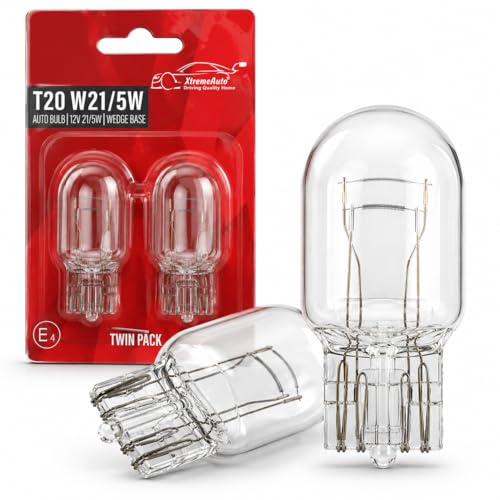 Xtremeauto 2x W21/5W T20 7443 Bulbs – 12V Dual Filament Wedge Base Car Bulbs, Brake Light, Tail Light, Indicator & Reverse Light Replacement, E Marked Twin Pack