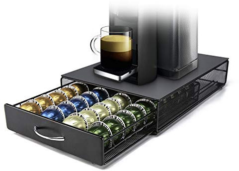 HiveNets Nespresso Vertuoline Capsule Drawer Compatible Vertuo Coffee Storage Metal 40 Pods Capacity