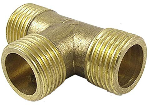 Conector en T de 3 vías, conector de tubería de latón en forma de T, accesorios de conexión de tubería igual para adaptador de tubería de aire y gas de agua (3/4 pulgadas, 1 unidad)