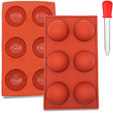 AYWFEY 2er Pack Große 6-Kavitäten-Halbkugel-Silikonform, 6-Loch-Backformen für Heißschokoladen-Kakaokuchen Candy Jelly Dome Mousse Pudding Cupcake Handgemachte Seifenherstellung
