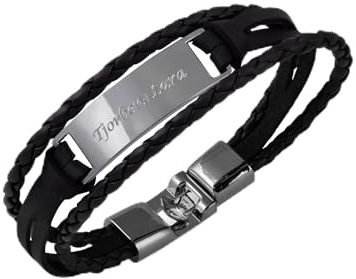 Hanessa Personalisiertes Armband mit Gravur für Männer und Frauen Edelstahl Kunstleder braun Silber Länge 21 cm | Personalisierte Armbänder mit Namen Herren Damen