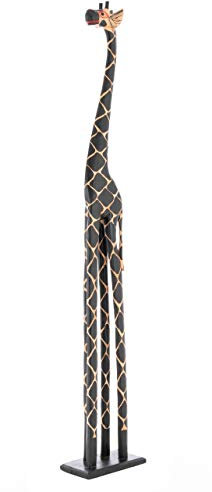 Nexos Trading Deko Giraffe Holzfigur Skulptur Afrika Handarbeit Größe 150 cm – dunkel Giraffenstatue