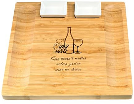 Personalised large 33cm x 33cm bamboo server cheese charcuterie platter with dishes