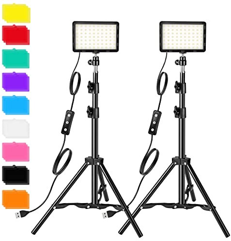 Photography Video Lighting Kit, LED Studio Streaming Light with 9 Color Filters for Camera Photo Desktop Video Recording Filming Computer Webcam Conference Game Stream YouTube TikTok