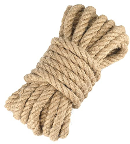 jijAcraft 14mm Sisal Seil zum Basteln: Natur Dicke Hanfseil Kokosseil 10m Kordel für Katzen Kratzbaum Jute Tau Geflochten für Kletternetz, Seil Baum Anbinden für Umzugskartons, Wasserschildkröten