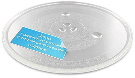 DL-pro - Assiette tournante universelle pour micro-ondes - Plaque tournante en verre - Plateau en verre - Rond - Plaque de rechange pour micro-ondes - 31,5 cm - Avec 3 picots