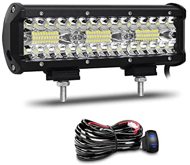 Willpower 9 Zoll 180W Led Arbeitsscheinwerfer Bar 12V 24V Led Scheinwerfer Wasserdicht Flutlicht Spot Combo für Offroad Auto Traktor Zusatzscheinwerfer Rückfahrscheinwerfer mit Kabelbaum