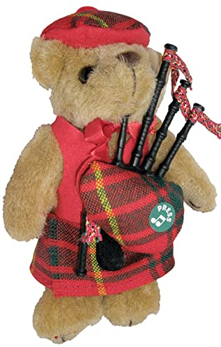 I LUV LTD Musikfigur Teddybär, Schottisches Geschenk für Bruce Tartan Clan, Hergestellt in Schottland