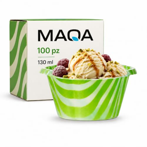 MAQA 100 pz Coppette per gelato 80-100-130-170-210 cc, Coppe gelato e dessert, ciotole gelato macedonie Yogurt Dessert semifreddi, ciotole usa e getta rotonde 130 ML