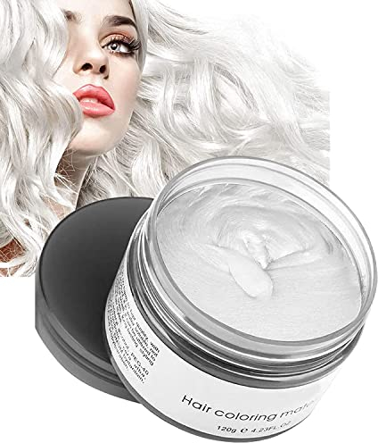 Temporäres weißes Haarfarbe-Wachs, AISONBOO sofortige Frisur-Creme, 120 ml, Haar-Pomaden-Frisur-Wachs für Männer und Frauen, waschbar, temporär, Party, Cosplay (weiß)