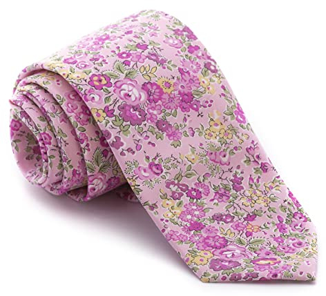 Corbata Liberty Tatum Rosa Flores Fucsias y Buganvilla