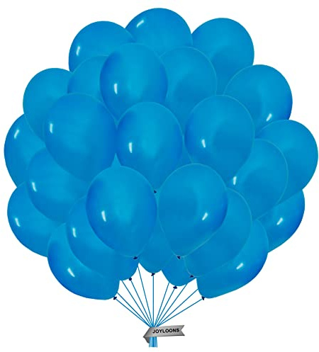 Blaue luftballons 100 stück. Blaue luftballons aus natürlichem Latex. Lufballons mit einem Durchmesser von 28 cm. Ideal zur Dekoration von Geburtstags-, Hochzeits- und baby shower.