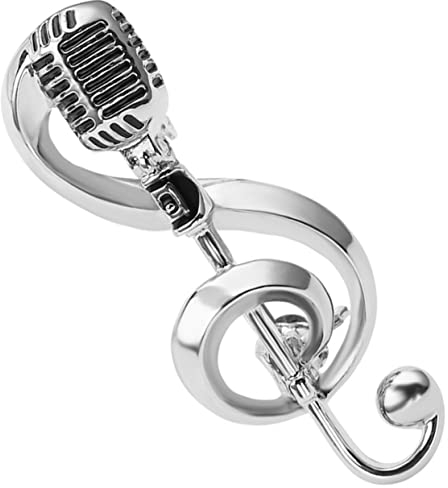 Levemolo Broche Notes de Musique Broche Jupe Femme Hip-Pop Broche Note Note Bijoux pour Collègue Broche Microphone Broche Épingle à Dos Robe Femme Clip de Poitrine