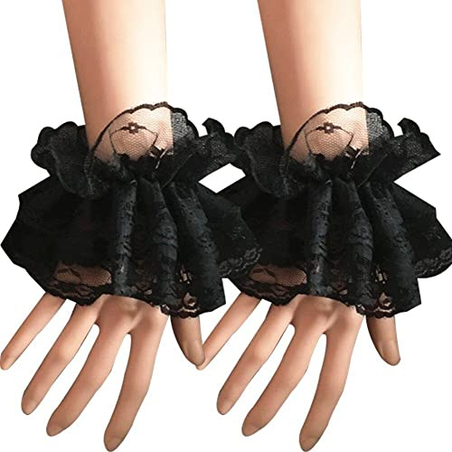 Puños De Encaje con Volantes, Manguero De Encaje En Capas Florales De Muñeca De Muñeca De Muñeca Vintage Mangas Falsas Disfraz