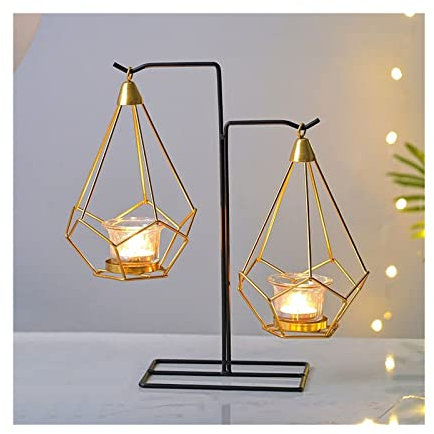 HEXEH Kerzenhalterhalter European Light Luxury Tischdekoration Kerzenhalter Metall Romantisches Candlelight Dinner Requisiten Ornamente Kandelaber (Color : E)