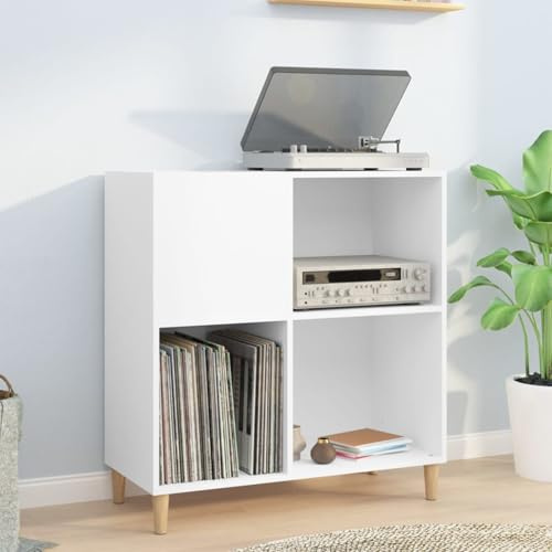 LAPOOH Armoire à disques Blanc 84,5x38x89 cm Bois d'ingénierie,Porte Vinyle,Meuble Platine Vinyle,Rangement Vinyle
