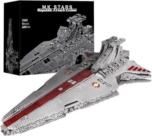 SHHFWU 21005 UCS Angriffskreuzer Sternenzerstörer, 6685 Teile Venator-Klasse Angriffskreuzer der Republik, Technik Groß Raumschiff zum Sammeln, Geschenk für Erwachsene und Star Destroyer Fans