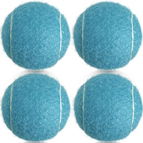 HiBallBall Tennisbälle, 4 Stück, Übungs-Tennisbälle für Anfänger, langlebige Tennisbälle für Hunde (blau)