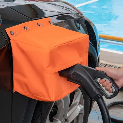 EV Charger Port Cover, 600D Oxford Cloth Waterproof EV Charger Plug Cover Rain Shield, Car Charging Accessory,Orange