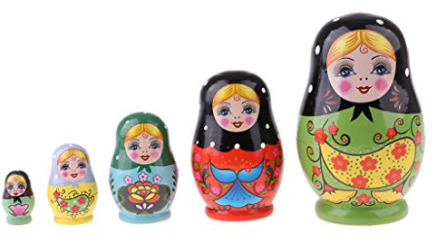 Paowsietiviity 5 piezas de muñecas rusas de madera para niños y jóvenes, color verde Matryoshka