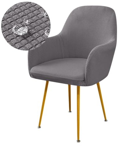 Highdi Impermeable Cubiertas de Sillas para Comedor Jacquard Fundas para Sillas Comedor con Brazos Escandinavo Butacas Sillón Fundas Sillas Oficina Cocina Chair Covers (Gris Oscuro,1 Pieza)