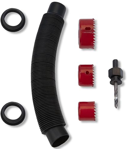Rain Barrel Hose Connector Kit – Link 2 Rain Water Barrels to Store More Rainwater for Outdoor Rain Water Barrels, with Hose and 2 Gaskets and 3 Hole Saw