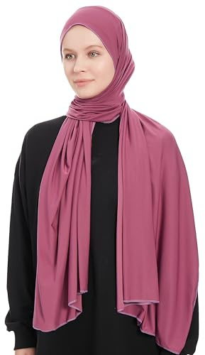 Jersey Hijab Slöja - Stretchig Lila Jersey Hijab 180x70 cm - Modern Huvudduk För Muslimska Kvinnor - Premium Jersey Kvalitet