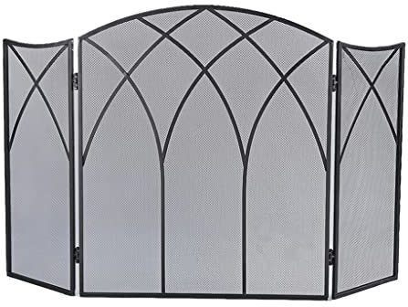 GKJHTED Pantallas Decorativas Rejilla para Chimenea La Pantalla para Chimenea Utiliza una Superficie de Placa Triple y una Simple Cubierta de protección contra chispas de Gasa de Hierro