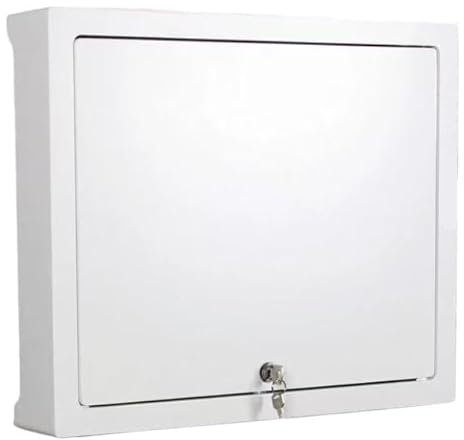ERERE Wall Mounted Router Bracket,Wifi Router Storage Box,Wireless Router Organizer Rack, Router Organizer Hub Information Box Cover Bracket Wall-Mounted with Lock(White,48x40cm)