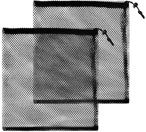 SUBTAVIK Netzbeutel mit Kordelzug - Großer Aufbewahrungsbeutel, Schwarz, Nylon für Schwimmen, Strand, Pool