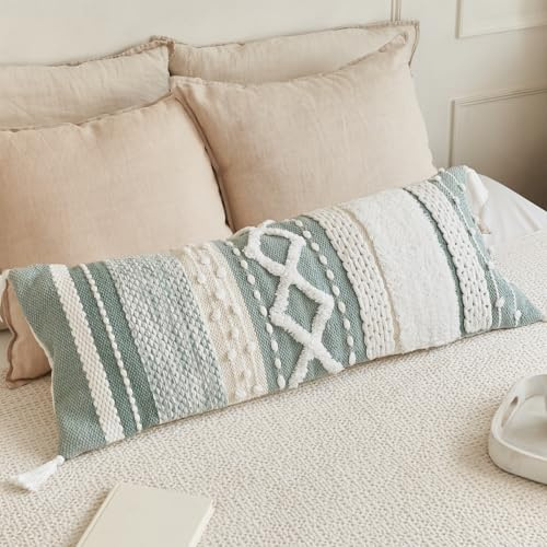 Decorative Boho Lumbar Pillow Cover 14x36 – Beautiful Throw Pillow with Soft Texture for Bed, Couch Decor or as Body Cushion – A Stylish Addition to Your Bedroom