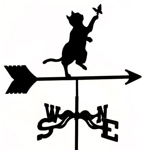 Girouette Girouette Jardin avec Support de Toit Girouette Indicateur de Direction du Vent, Girouette Chat et Papillon Rétro Girouette Métal Girouette Créative Acier Inoxydable