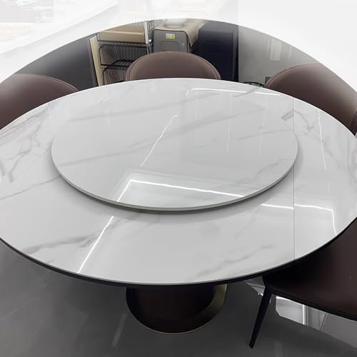 Decmiroor Plateau Rotatif en Marbre Rond, 40-100 cm Grand Plateau Tournant de Table À Manger, Plaque de Service Rotative, Assiette de Service Rotation(White,20/50cm)