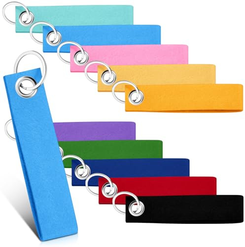 Nuenen 40 Stück Filz Schlüsselanhänger Schlüsselring mit Filzanhänger 13 x 3 cm Filz Schlüsselbänder für Basteln DIY Auto Schlüssel Geschenk Schule Wohnung Büro