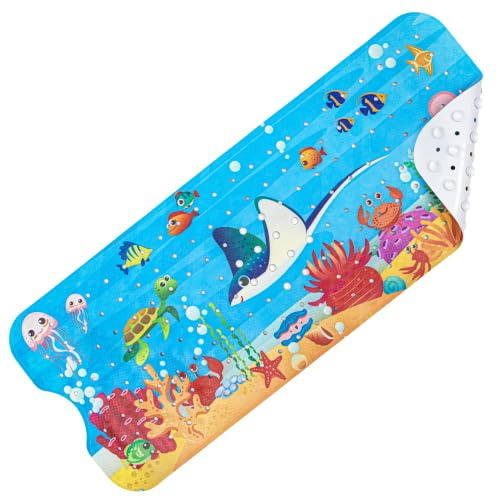 WELTRXE Badewannenmatten rutschfest 100x40cm, BPA-frei PVC-Duschmatte mit Saugnäpfen, Antirutschmatte Badewanne, Maschinenwaschbar