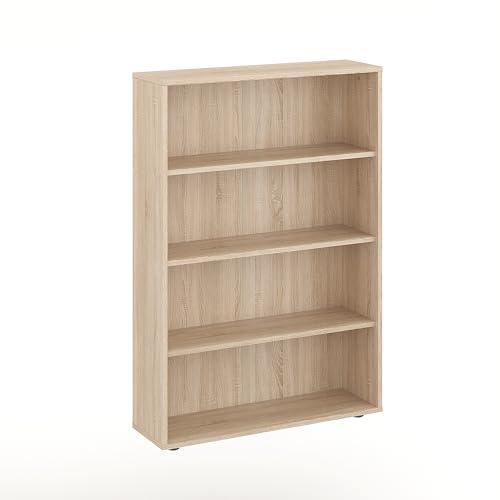 Komto Bibliothèque Étagère Rangement – Meuble Chêne Sonoma Colonne à 4 Niveaux pour Livres, Bibliothèque pour Salon, Chambre ou Bureau | Lumo 80 x 120 x 24 cm (L x H x P)