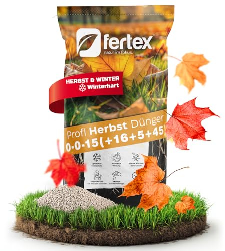 Fertex® Herbstdünger Rasendünger 25 kg – kaliumstark (0-0-15) mit Calcium, Magnesium & Schwefel | macht den Rasen winterfit, stärkt Wurzeln & Frosthärte, streuwagengeeignet | für 500–625 m² Dünger