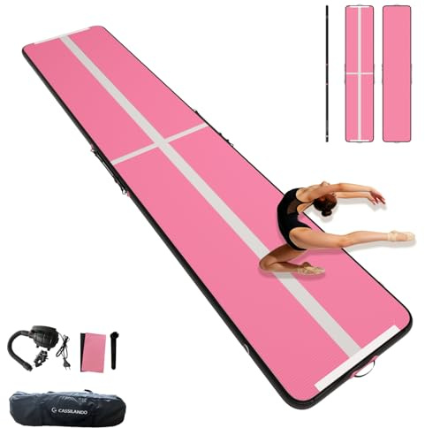 CASSILANDO Airtrack Matte, Turnmatte Aufblasbar, 3/4/5m Tumbling Matte, 10cm Hoch Gymnastikmatte, Luftpumpe | Yogamatte, Tumbling Matten, Trainingsmatte, Turn- & Fitness