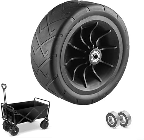 Jotekonoby Ersatzrad für Allterrain Klappwagen mit Kugellagern, PU-Outdoor-Reifen, kompatibel mit widerstandsfähigen Gartenwagen, 20 x 7 Stück, Schwarz, 8 Stück