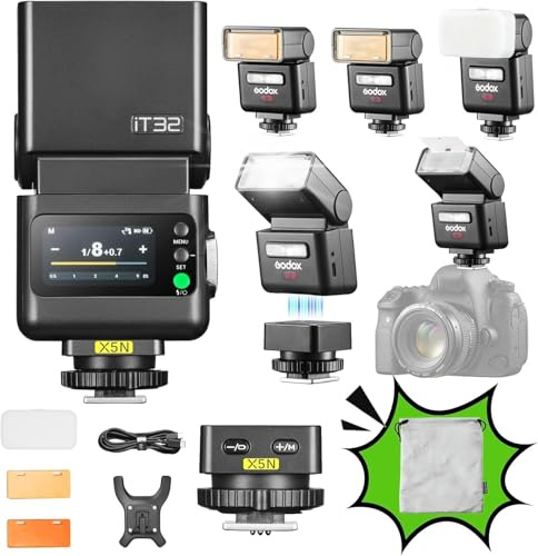 Godox iT32 TTL Mini Camera Flash with X5N Trigger for Nikon, 2.4G HSS 1/8000s Camera Flash, Magnetic Hot Shoe, Compatible with Nikon Z6III, Z5II, Z8, Z30, Z50II, ZFC, Z6II, Z50, Z9, D850, Z7, D750