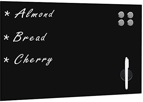 Magnetwand Glas Whiteboard Magnetisch – Rahmenloses Design aus Gehärtetem Sicherheitsglas, Trocken Abwischbar & Robust, In Schwarz, Ideal für Büro, Schule & Zuhause, Inklusive Montagekit 60x40 cm
