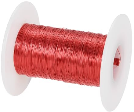 QUARKZMAN Kupferlackdraht 0.2mm, 179m Länge, isolierter bis 155°C Kupferdraht, Lackdraht für Transformatoren, Handwerk, Elektrik und DIY, Rot (50g）