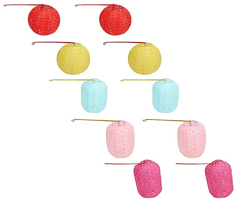 Alomejor 10 Sets Bunte Hängende Papierlaternen, Runde, Wasserdichte Laternen mit Lichtern für Hochzeitsfeiern, Perfekte Chinesische Laternen-Dekoration für Wohnmobil-Zelte